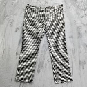 Worthington Pants Womens 16 Black White Houndstooth Stretch Knit Ankle Office